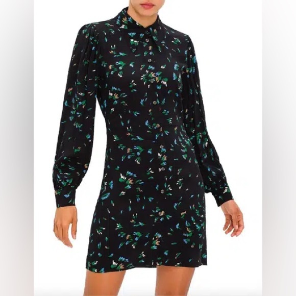 Ganni PRINTED CREPE DRESS IN VERDANT GREEN size 40 - Picture 2 of 8